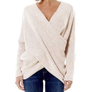 Ivory / Off White Wrap V Neck Sweater Size Medium